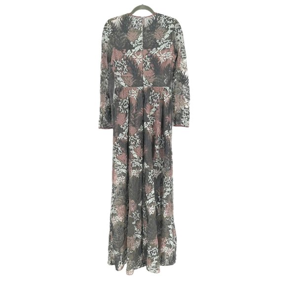 Alexis Jeslyn Embroidered Illusion Long Sleeve Maxi Gown in Marine Embroidery - Picture 4 of 12